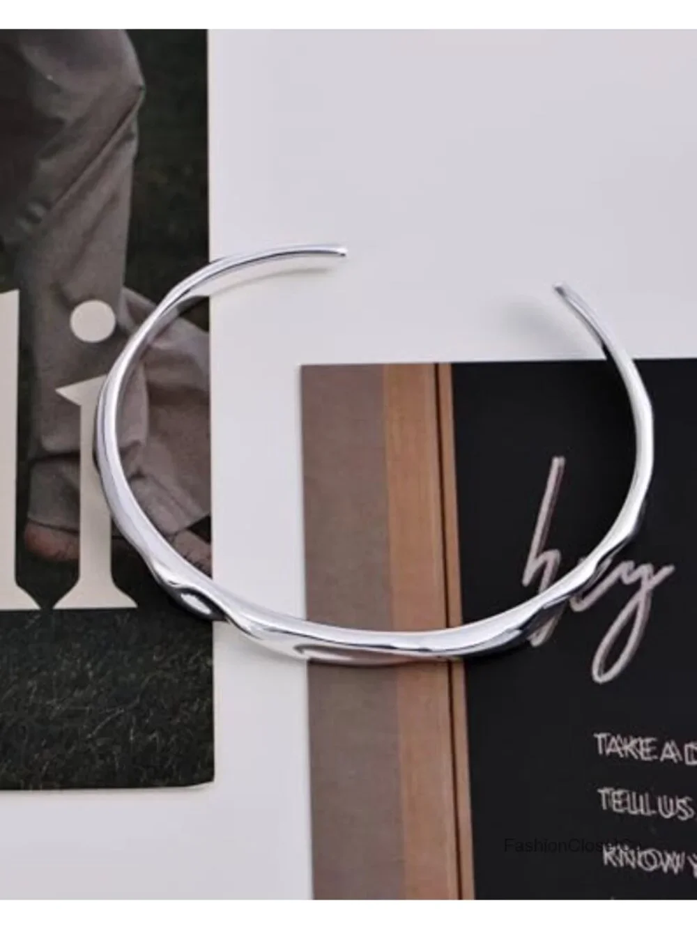 Textured Silver Cuff Bracelet - Irregular Wave Design Chunky Bangle Unisex